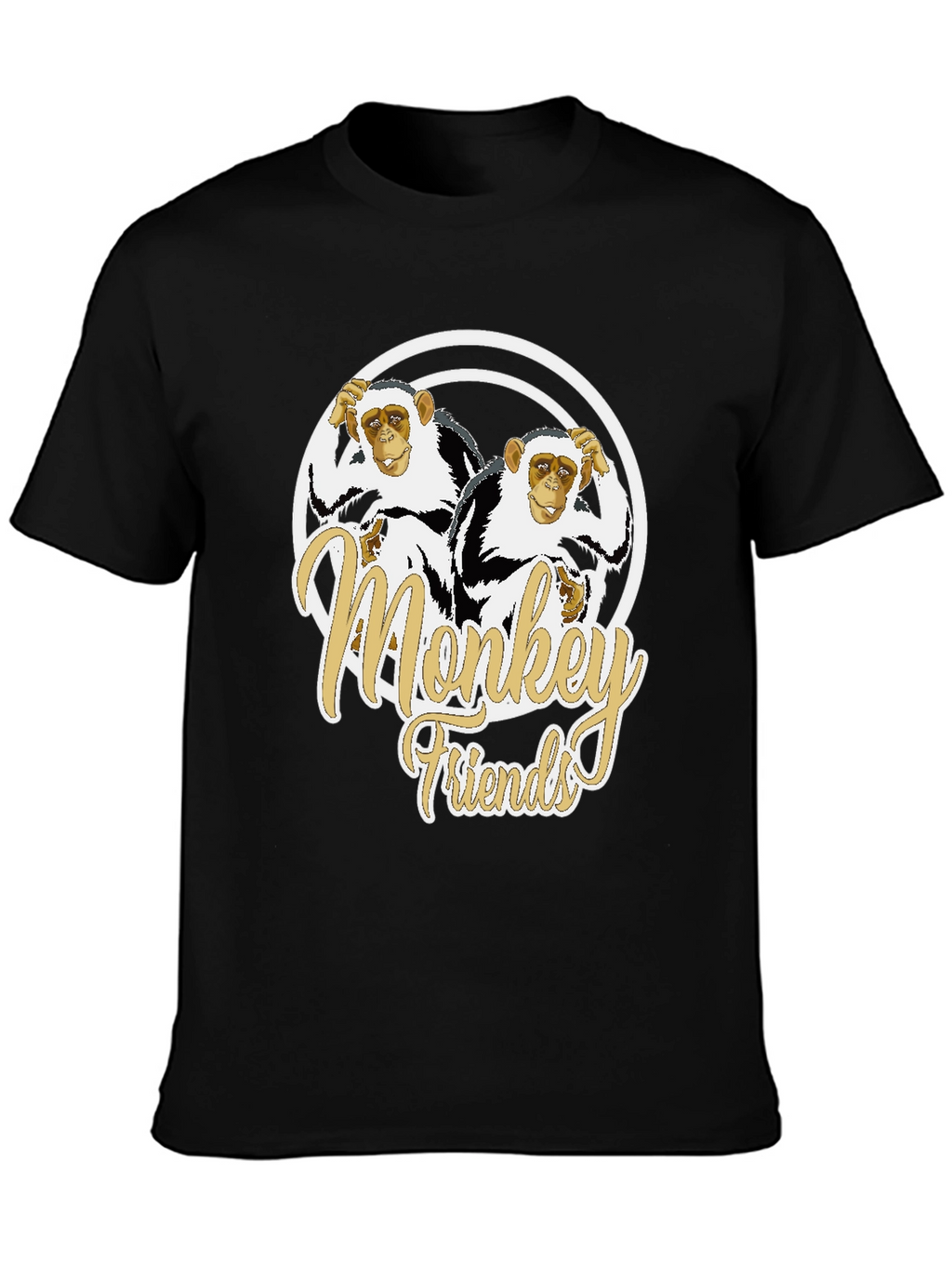 Monkey Friends Graphic T-Shirt - Black