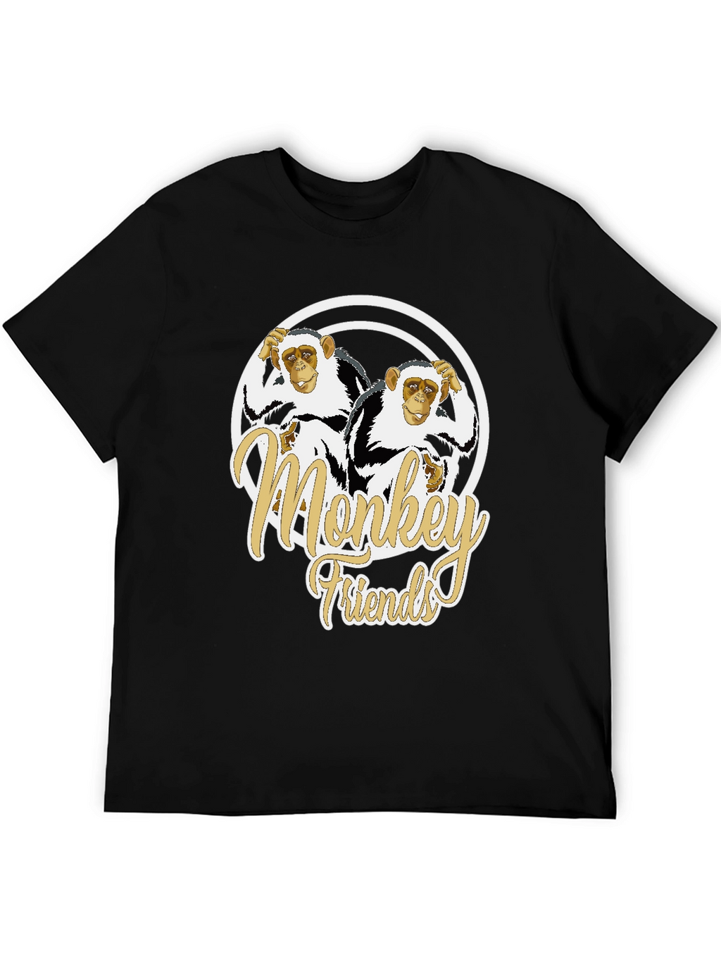 Monkey Friends Graphic T-Shirt - Black