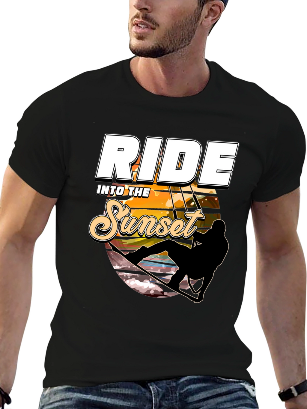 Ride Into the Sunset Black Graphic Tee