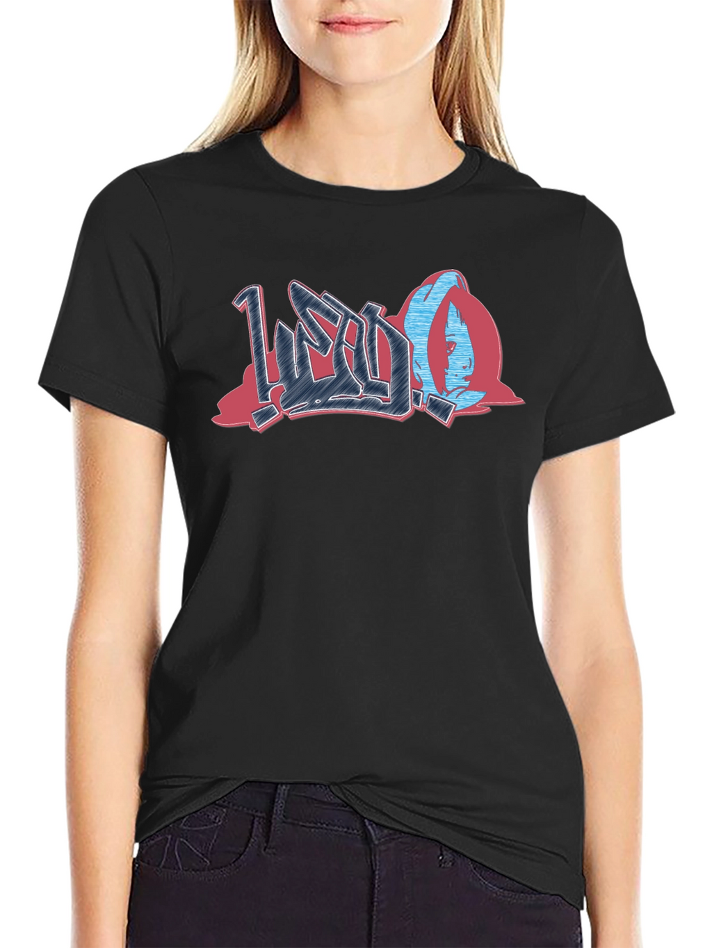 Urban Graffiti Style Graphic Print Black T-Shirt