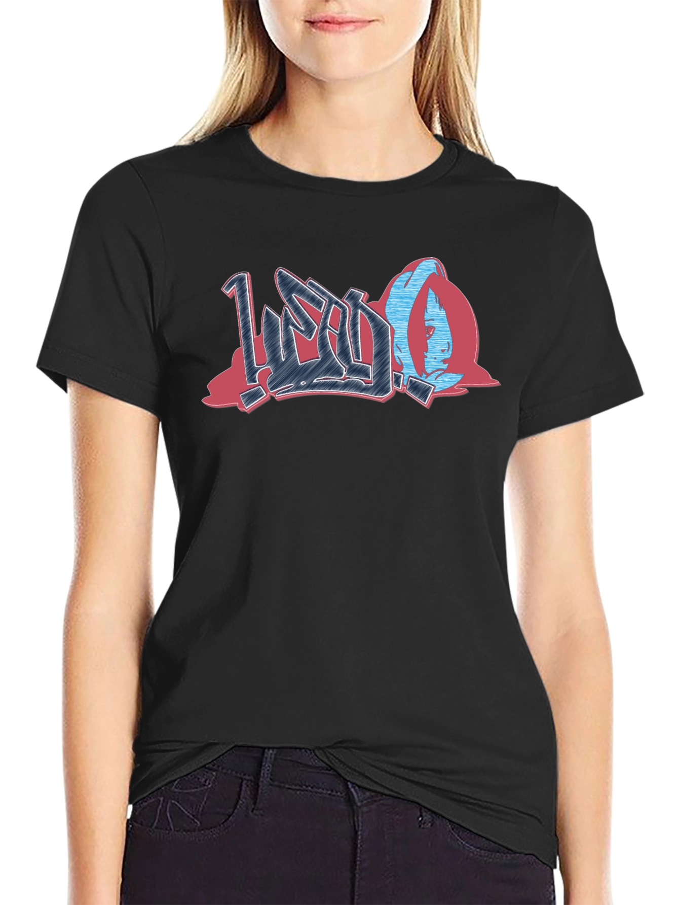 Urban Graffiti Style Graphic Print Black T-Shirt