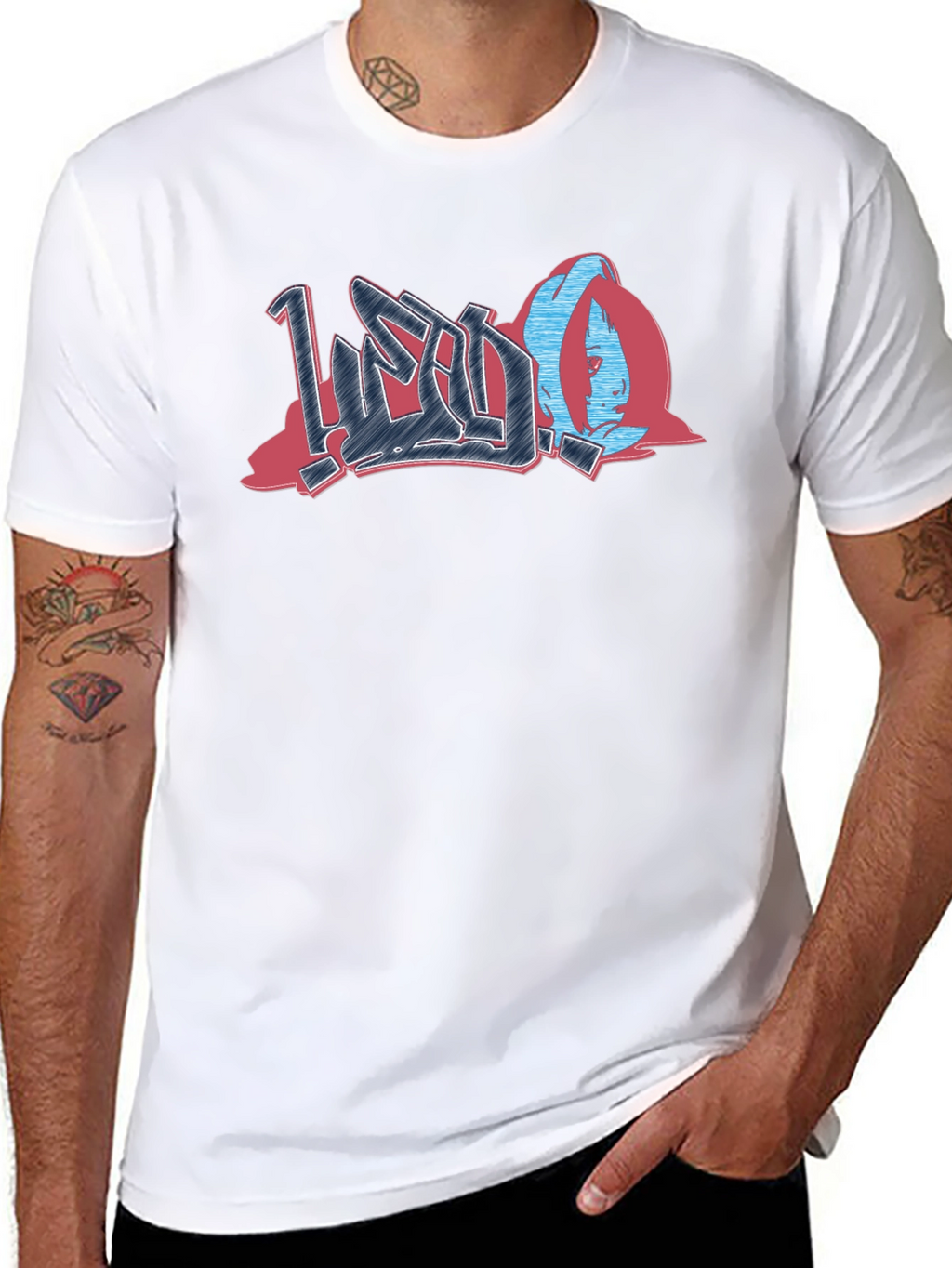 Urban Graffiti Style Graphic Print Black T-Shirt