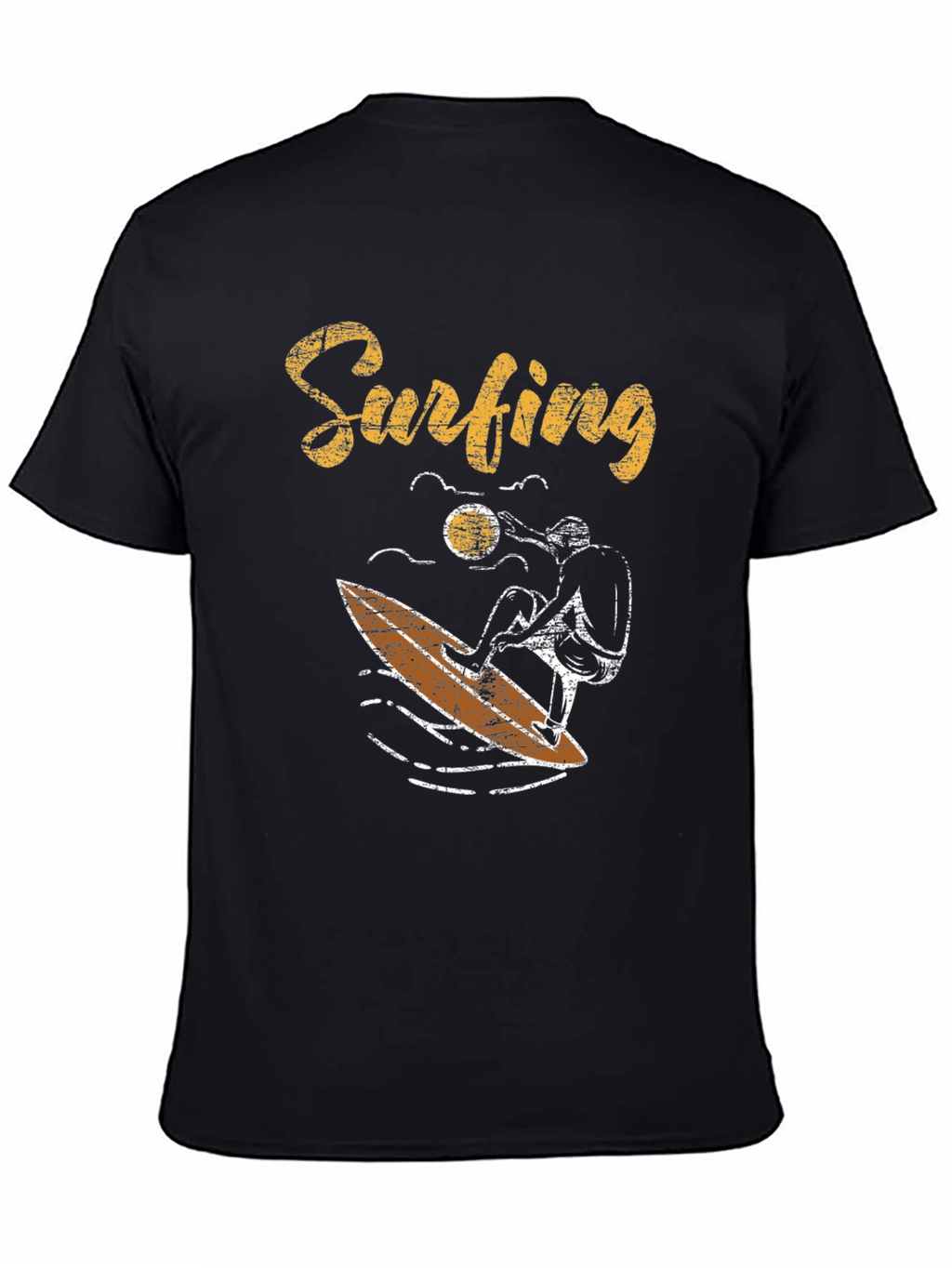 Surfing Graphic Tee - Black Cotton T-Shirt