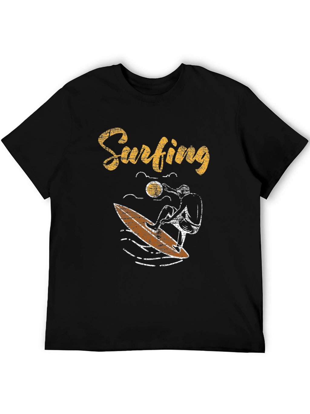 Surfing Graphic Tee - Black Cotton T-Shirt
