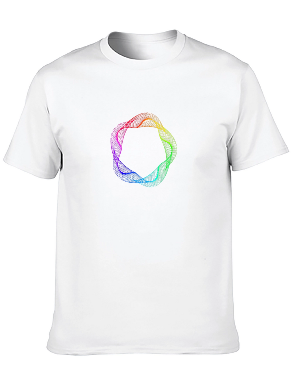 Abstract Rainbow Circle Graphic Black T-Shirt