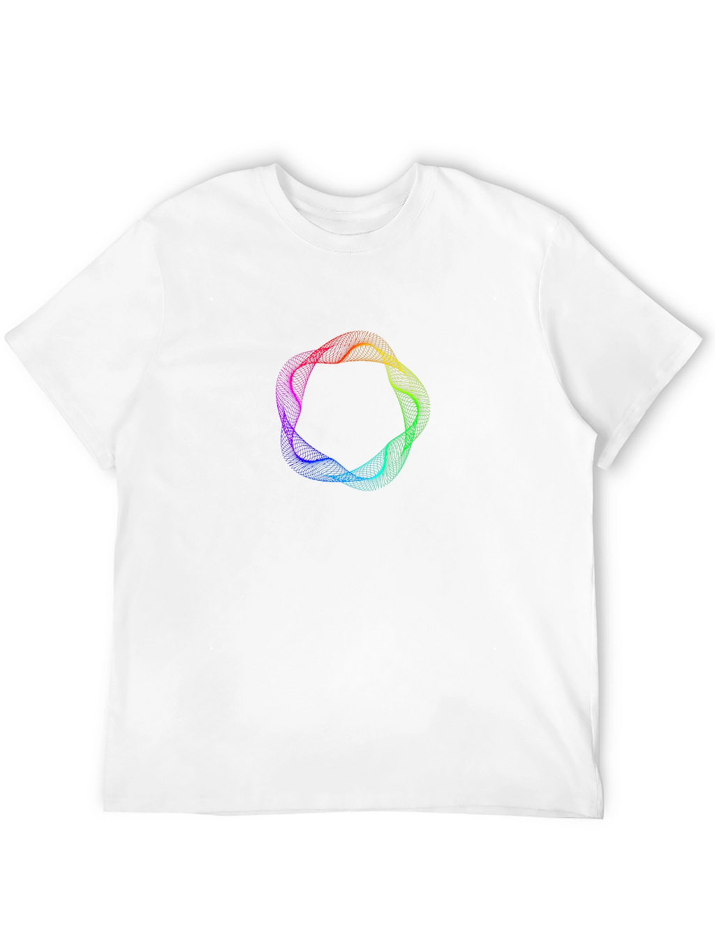 Abstract Rainbow Circle Graphic Black T-Shirt