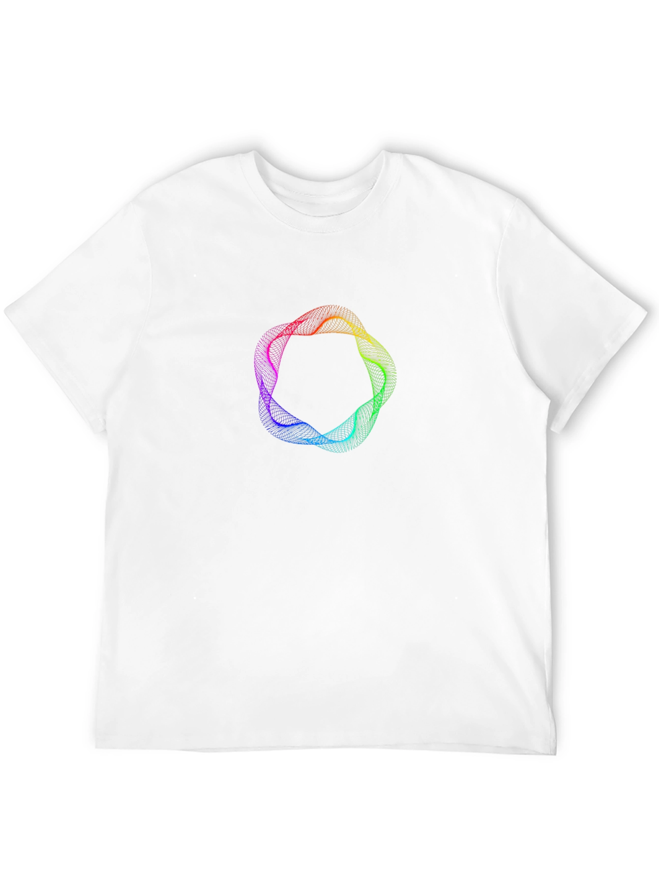 Abstract Rainbow Circle Graphic Black T-Shirt