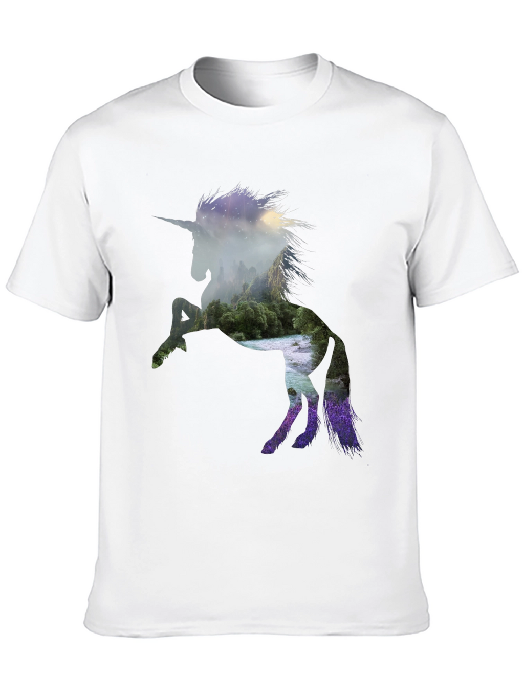 Unicorn Landscape Graphic Black T-Shirt