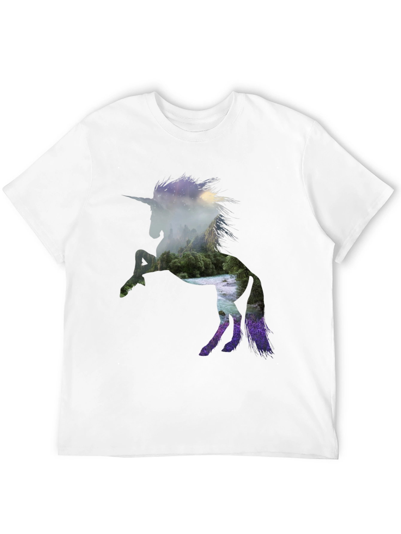 Unicorn Landscape Graphic Black T-Shirt