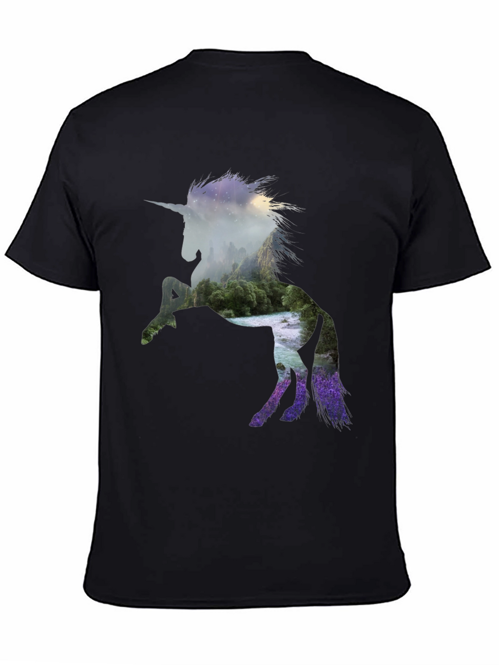 Unicorn Landscape Graphic Black T-Shirt