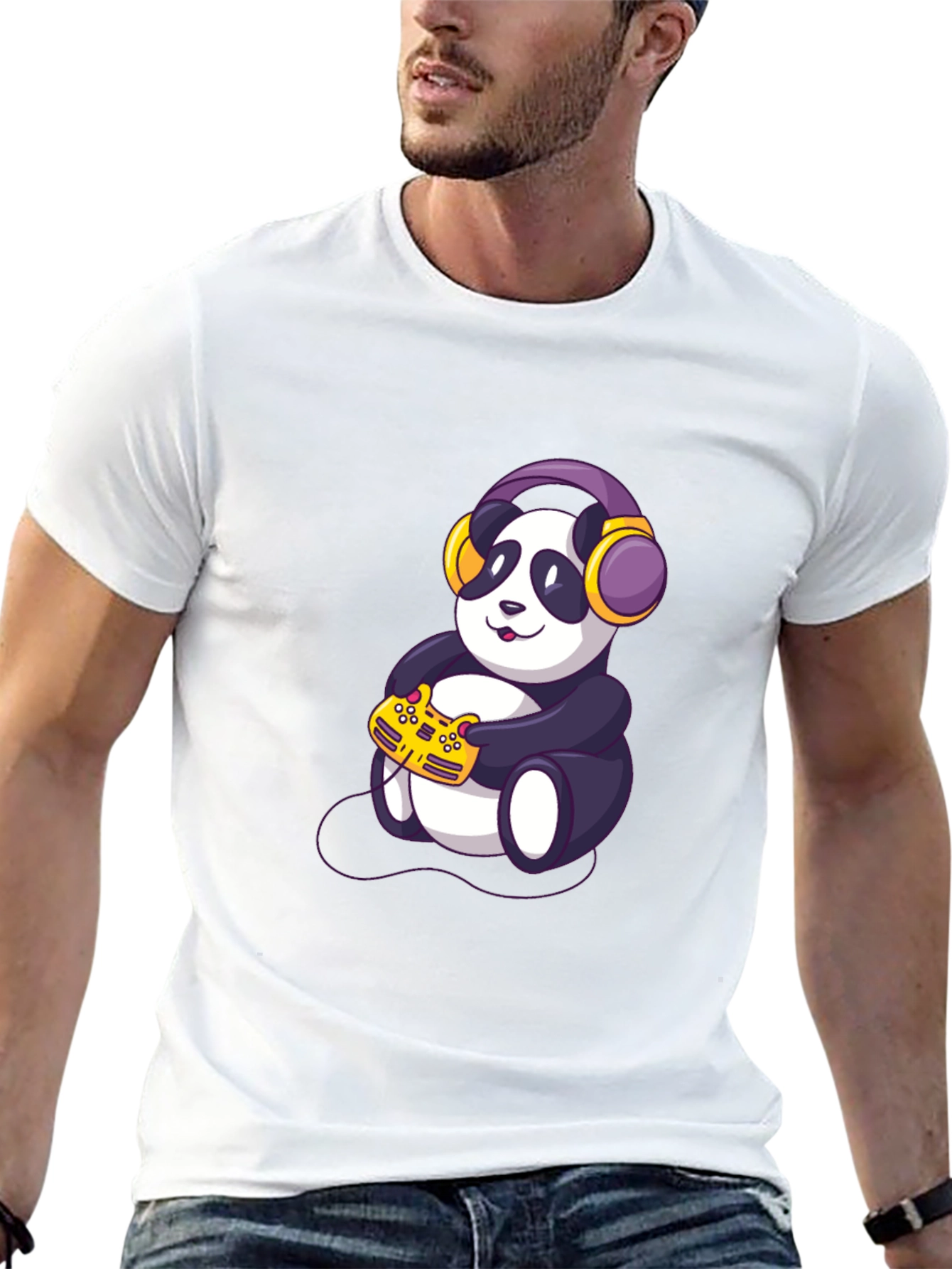 Gamer Panda Graphic T-Shirt