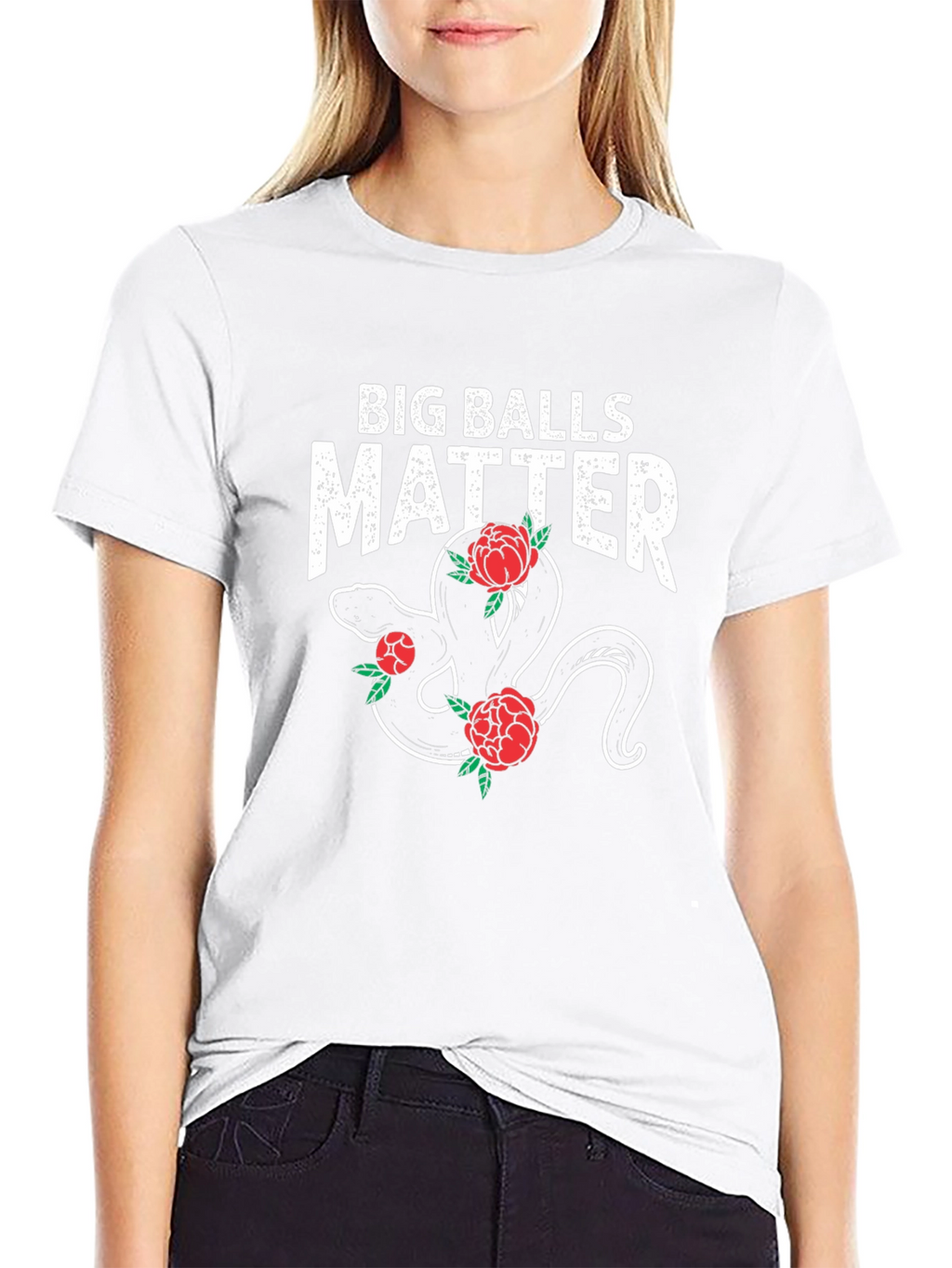 Big Balls Matter Snake & Roses Graphic Tee