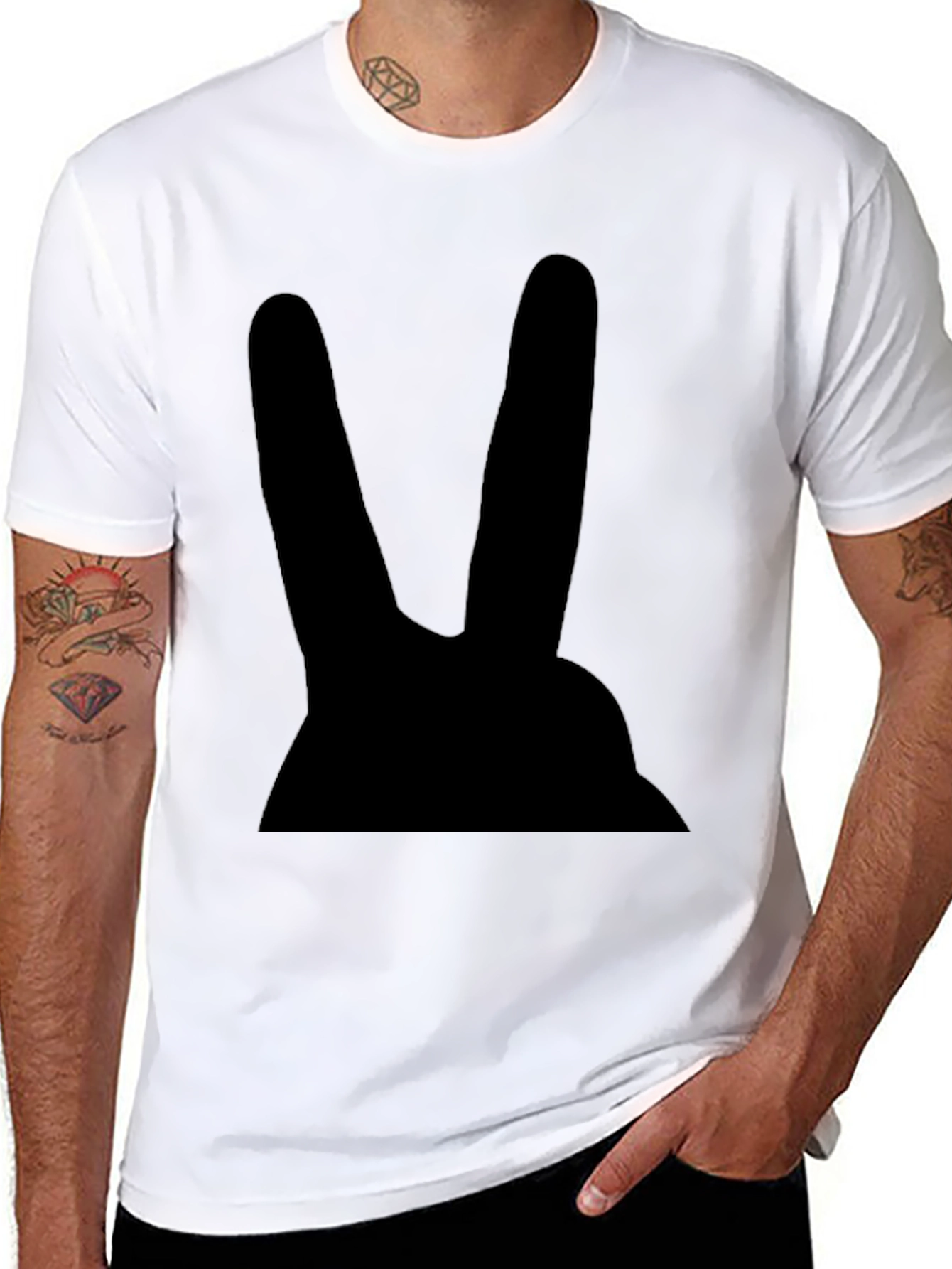 Black Rabbit Graphic Tee - Mens Casual Cotton T-Shirt