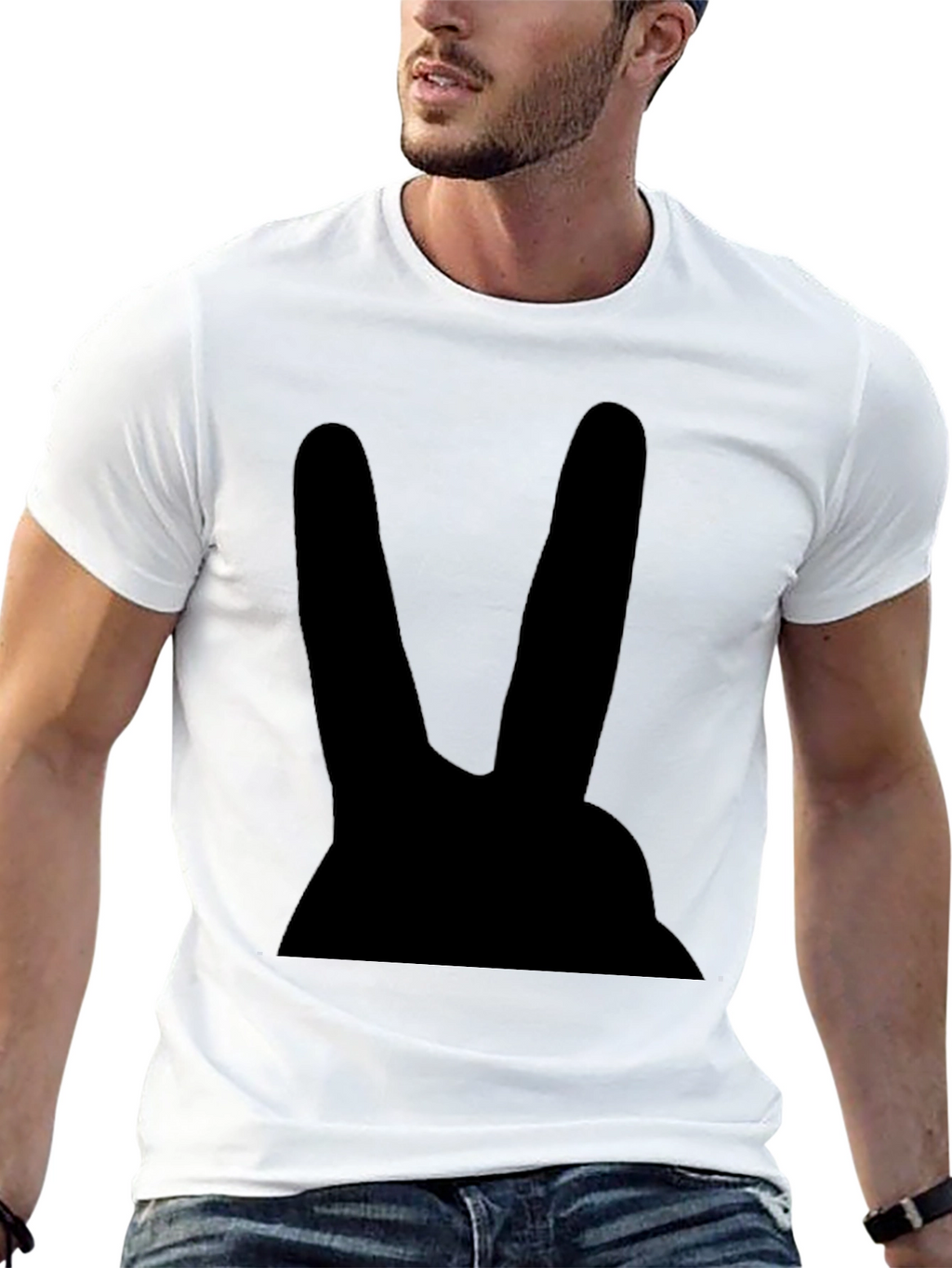 Black Rabbit Graphic Tee - Mens Casual Cotton T-Shirt