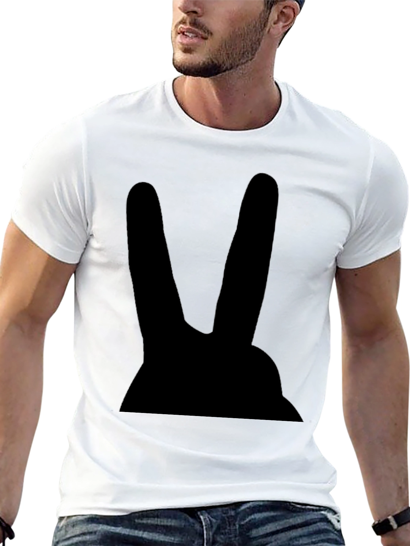 Black Rabbit Graphic Tee - Mens Casual Cotton T-Shirt
