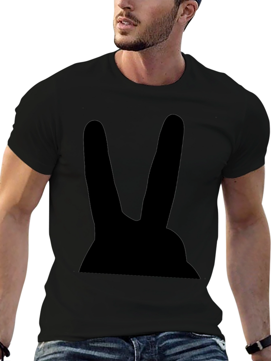 Black Rabbit Graphic Tee - Mens Casual Cotton T-Shirt