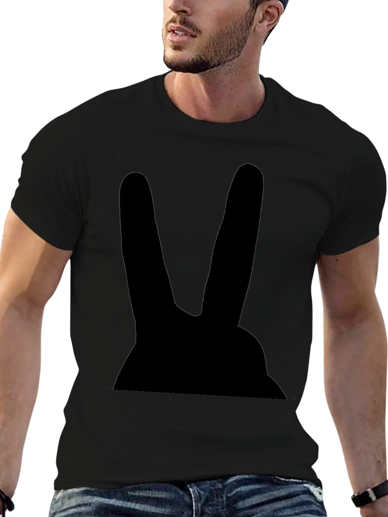 Black Rabbit Graphic Tee - Mens Casual Cotton T-Shirt