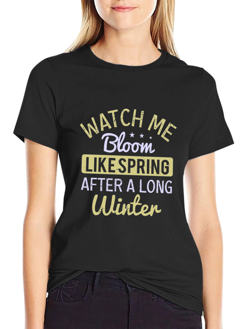 Watch Me Bloom Spring T-Shirt - Black
