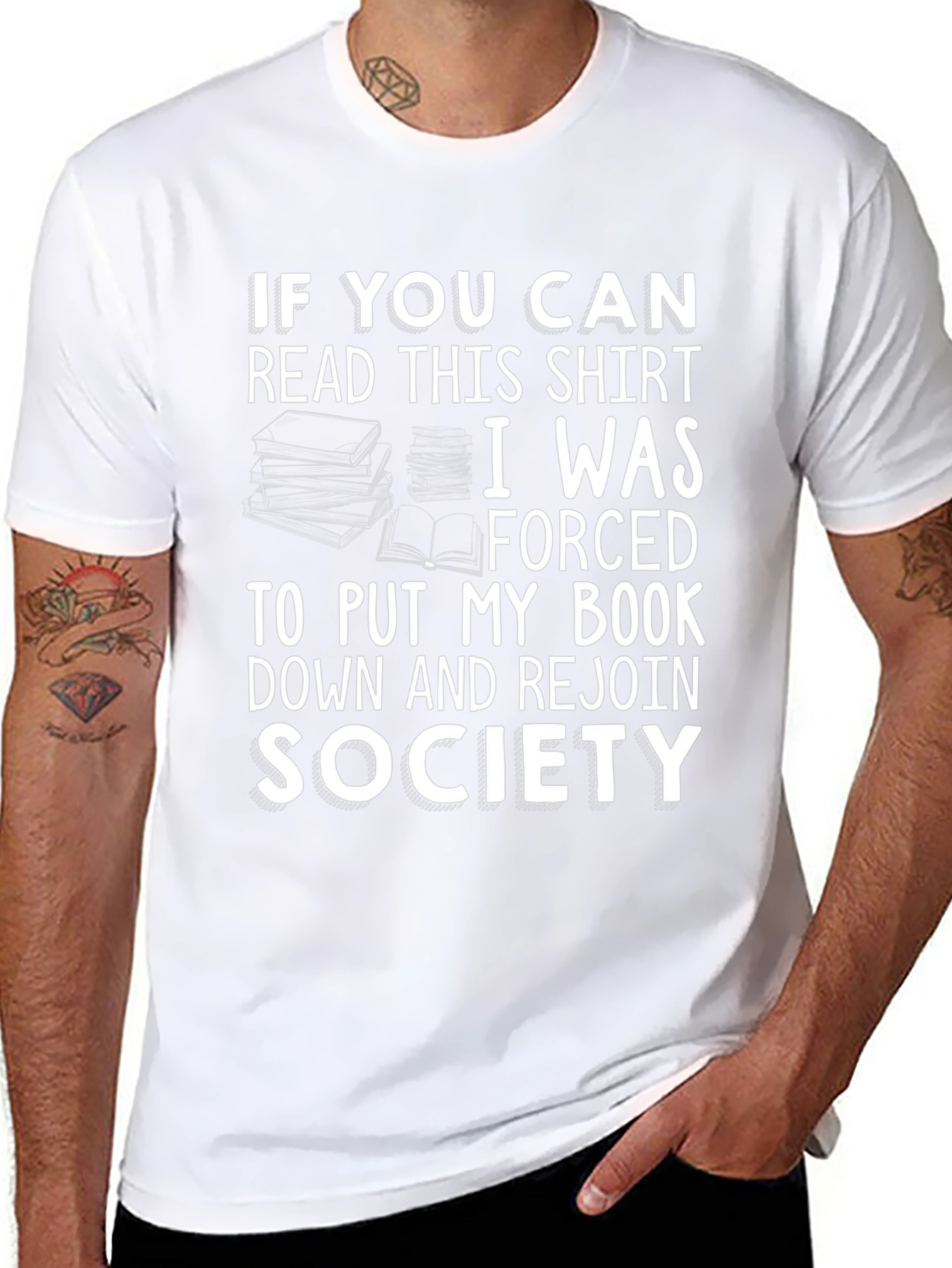 Funny Book Lover T-Shirt: Forced to Rejoin Society