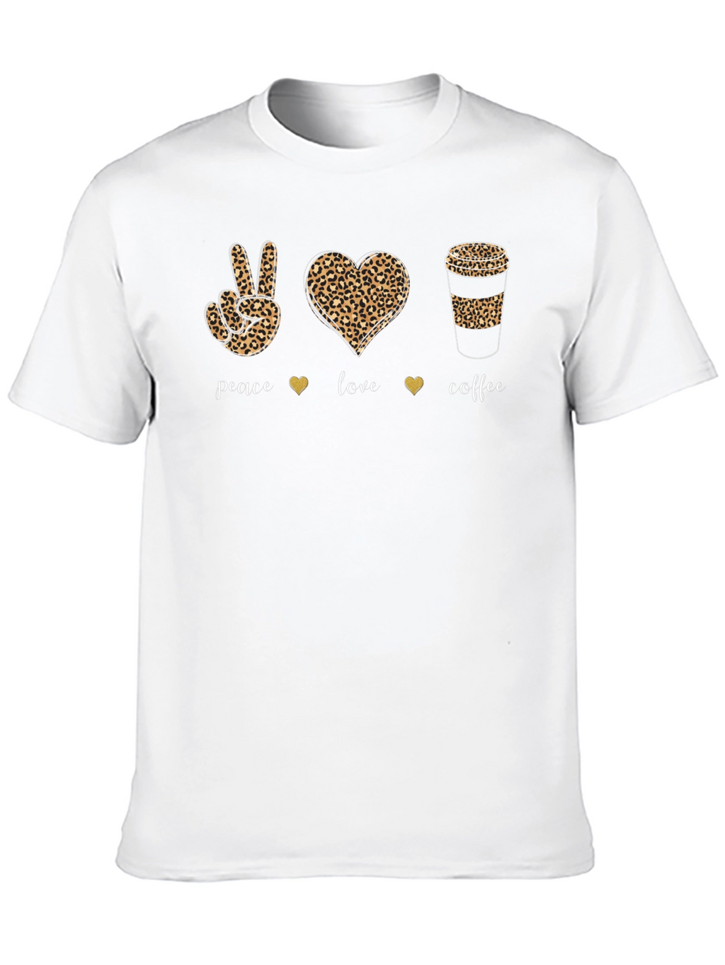 Peace Love Coffee T-Shirt Leopard Print Design
