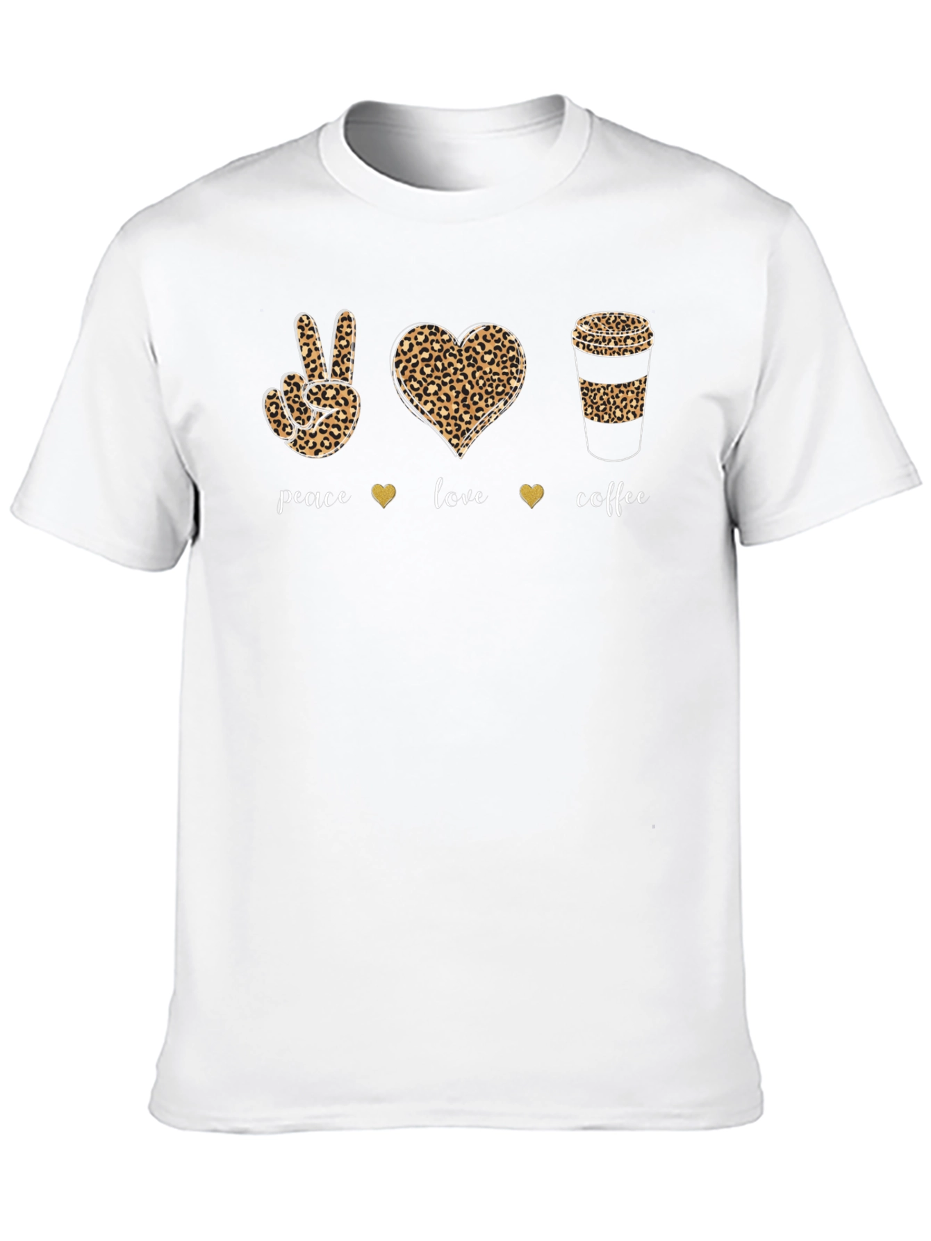 Peace Love Coffee T-Shirt Leopard Print Design