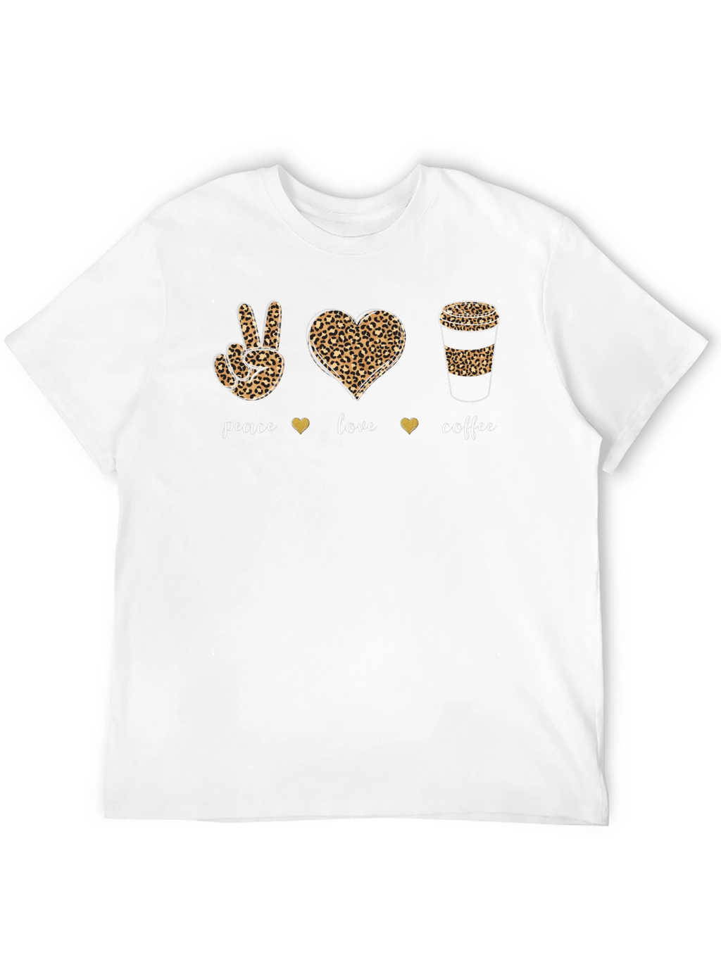Peace Love Coffee T-Shirt Leopard Print Design