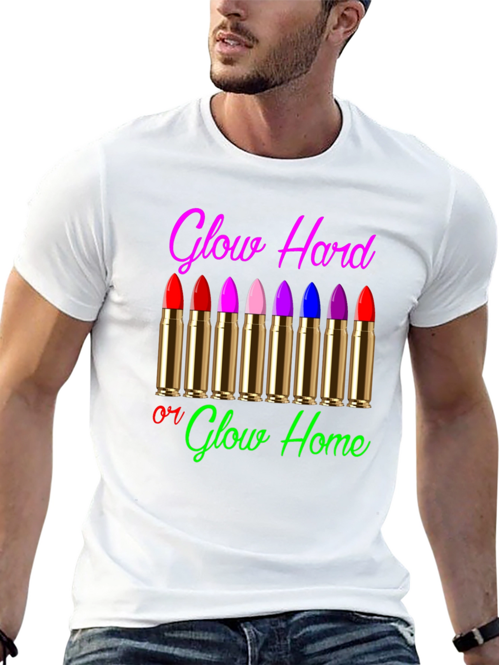 Glow Hard or Glow Home Graphic T-Shirt
