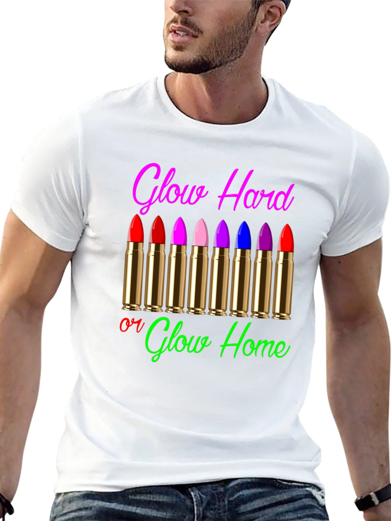 Glow Hard or Glow Home Graphic T-Shirt