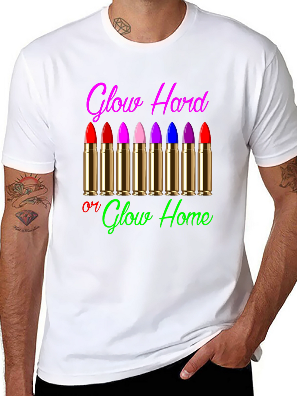 Glow Hard or Glow Home Graphic T-Shirt