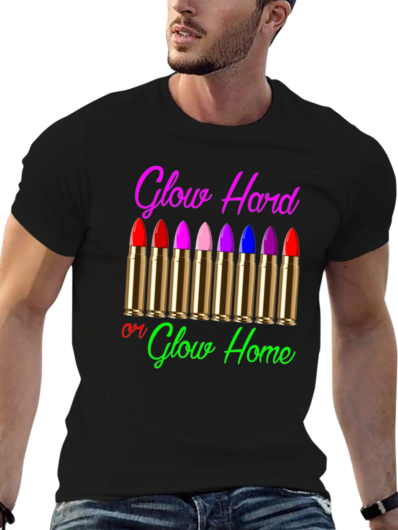 Glow Hard or Glow Home Graphic T-Shirt