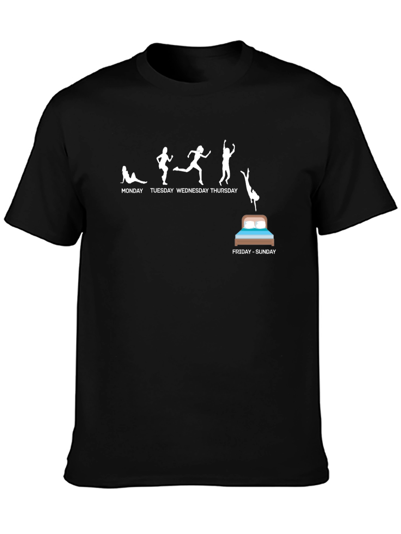 Funny Weekday to Weekend Black T-Shirt