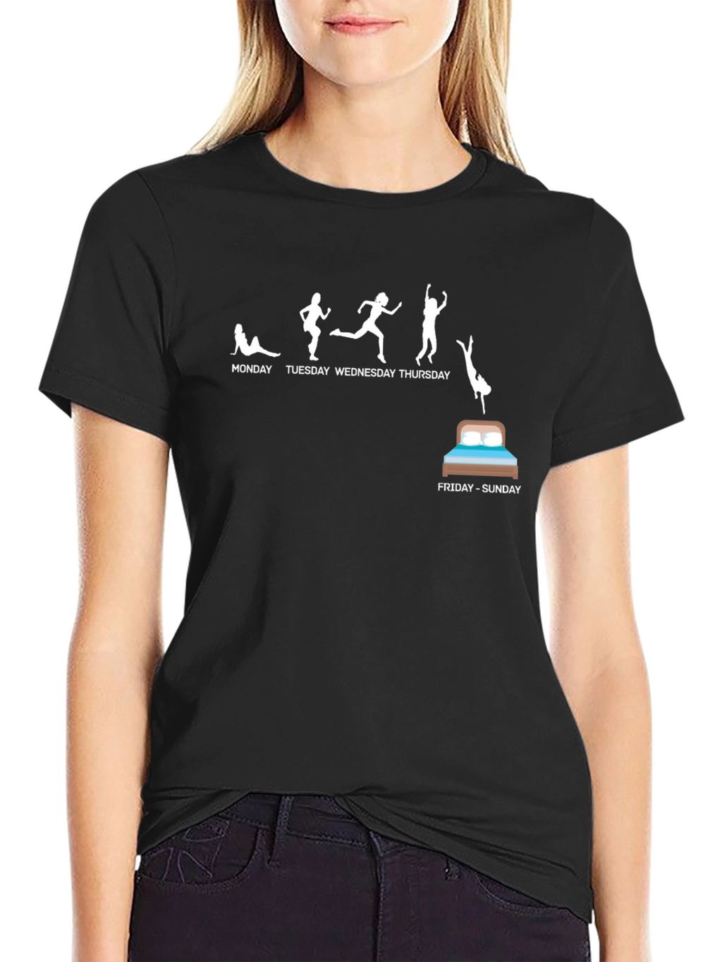 Funny Weekday to Weekend Black T-Shirt