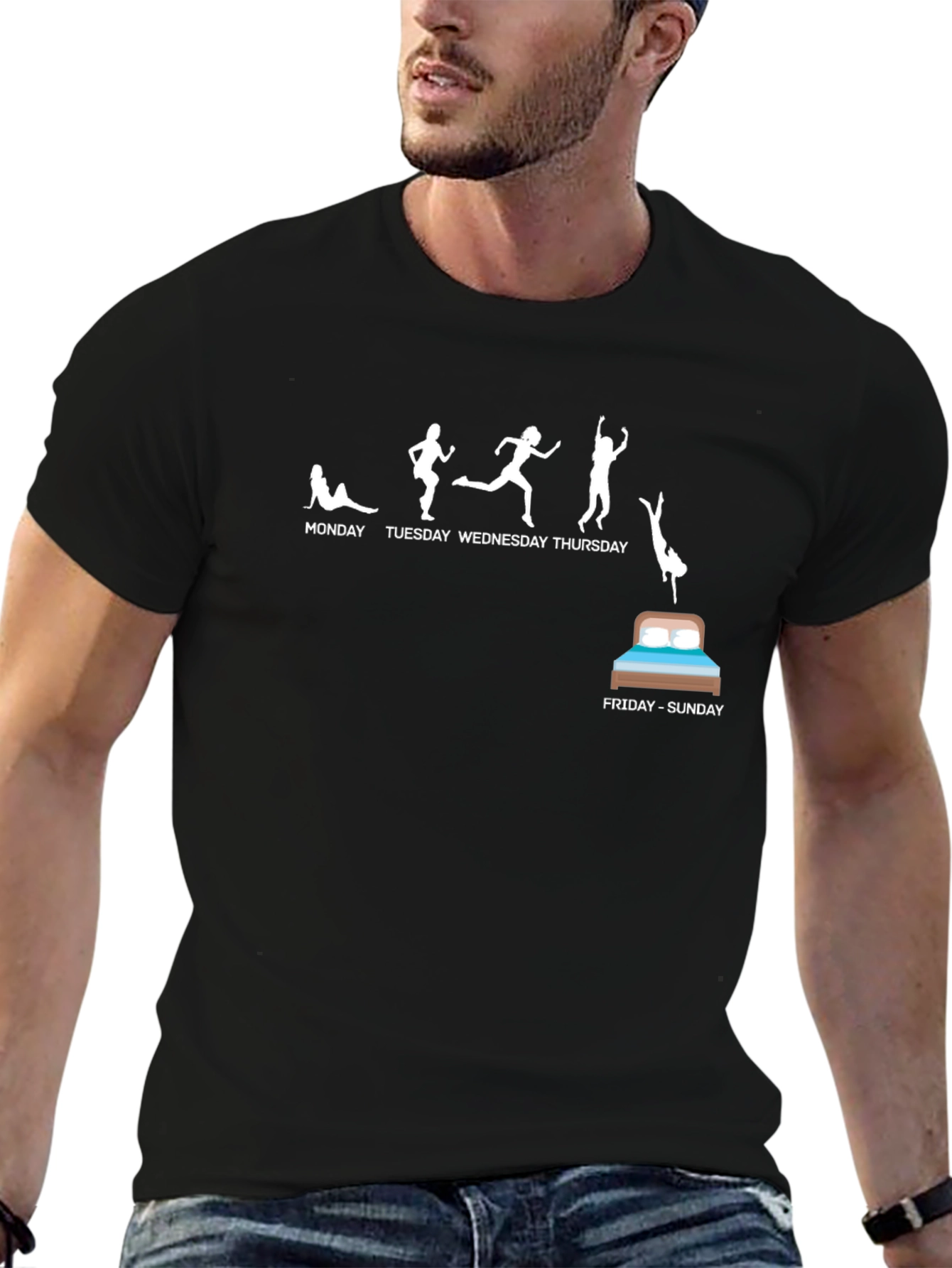 Funny Weekday to Weekend Black T-Shirt