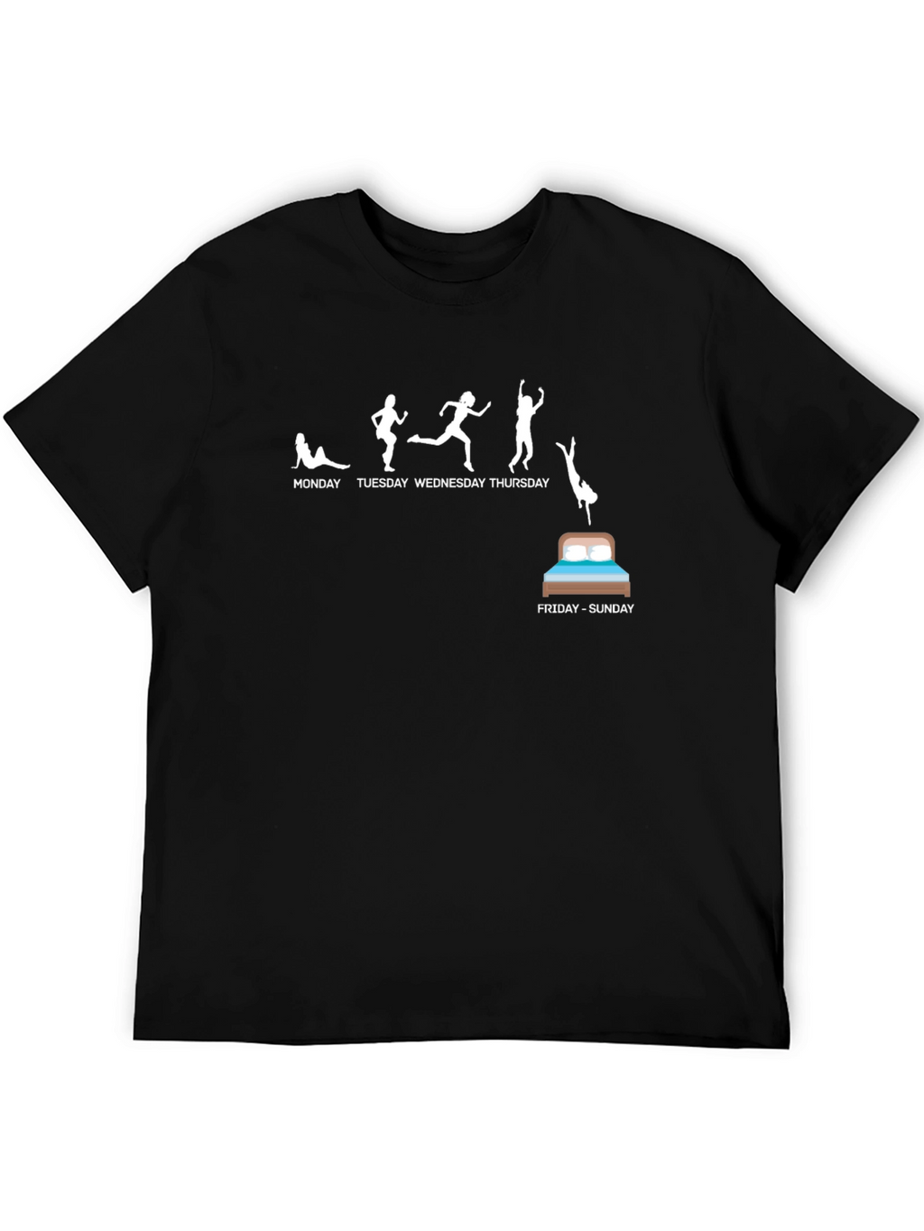 Funny Weekday to Weekend Black T-Shirt