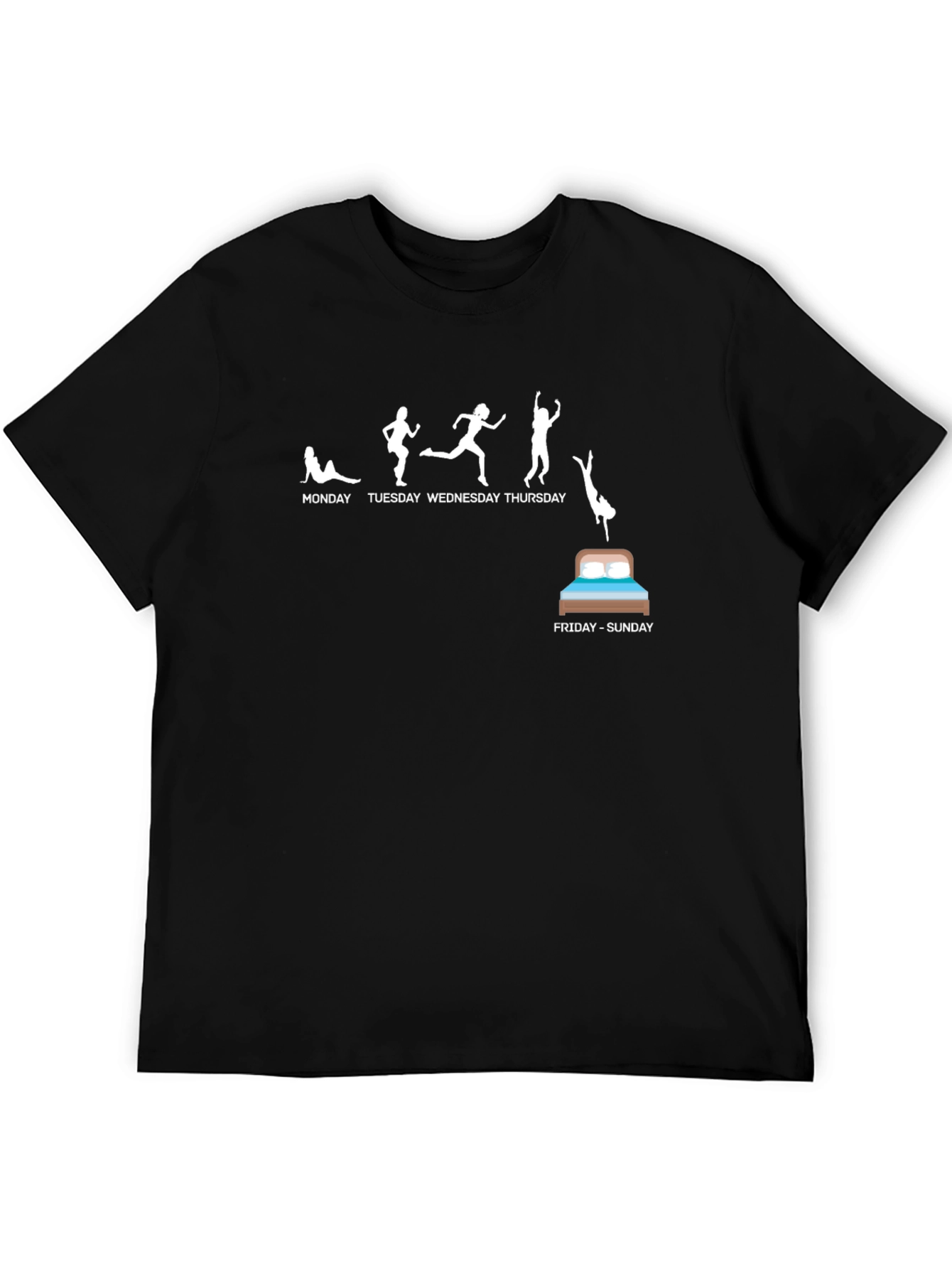 Funny Weekday to Weekend Black T-Shirt