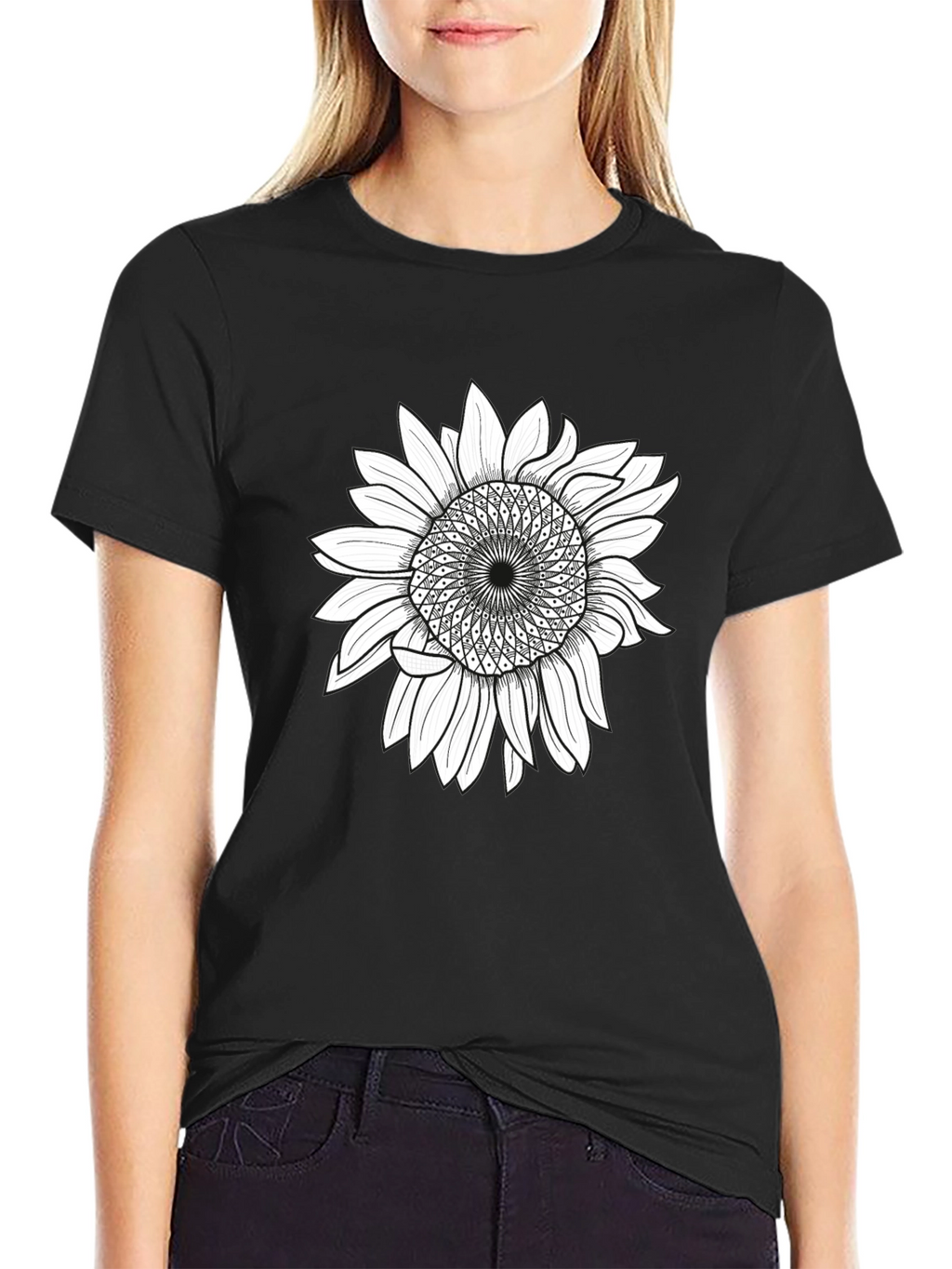 Sunflower Graphic Print T-Shirt - Black