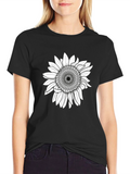 Sunflower Graphic Print T-Shirt - Black