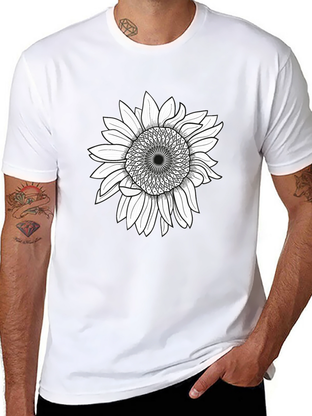 Sunflower Graphic Print T-Shirt - Black