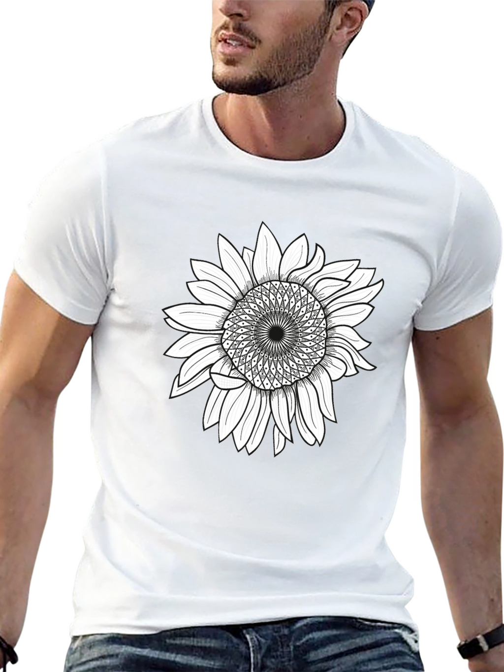 Sunflower Graphic Print T-Shirt - Black