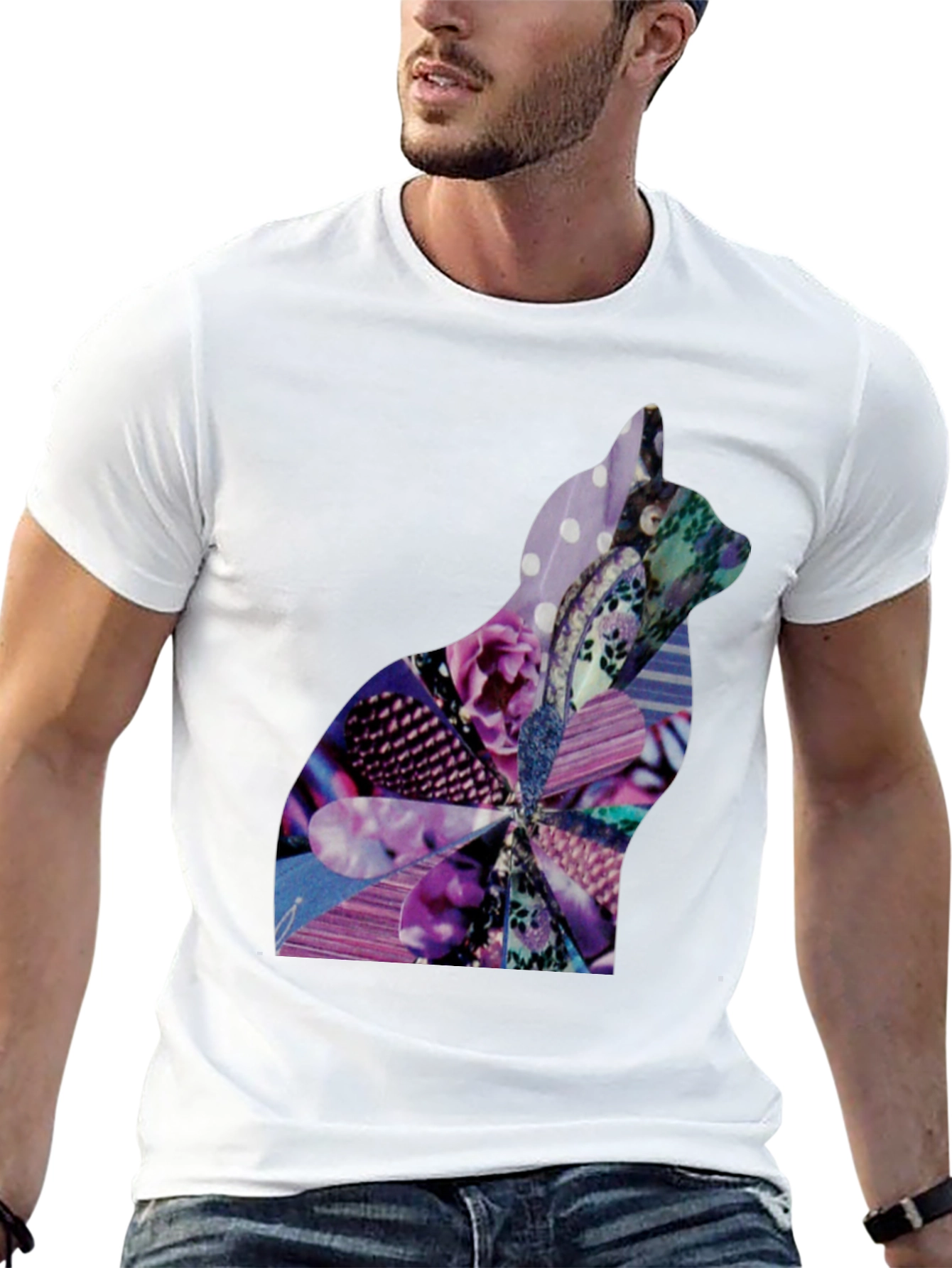 Abstract Cat Silhouette Graphic Tee