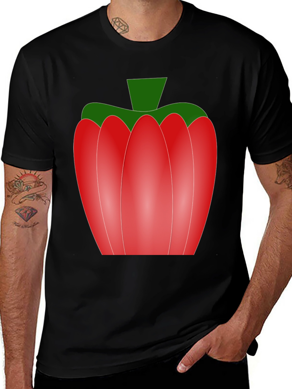 Red Pepper Graphic Tee - Unisex Black T-Shirt