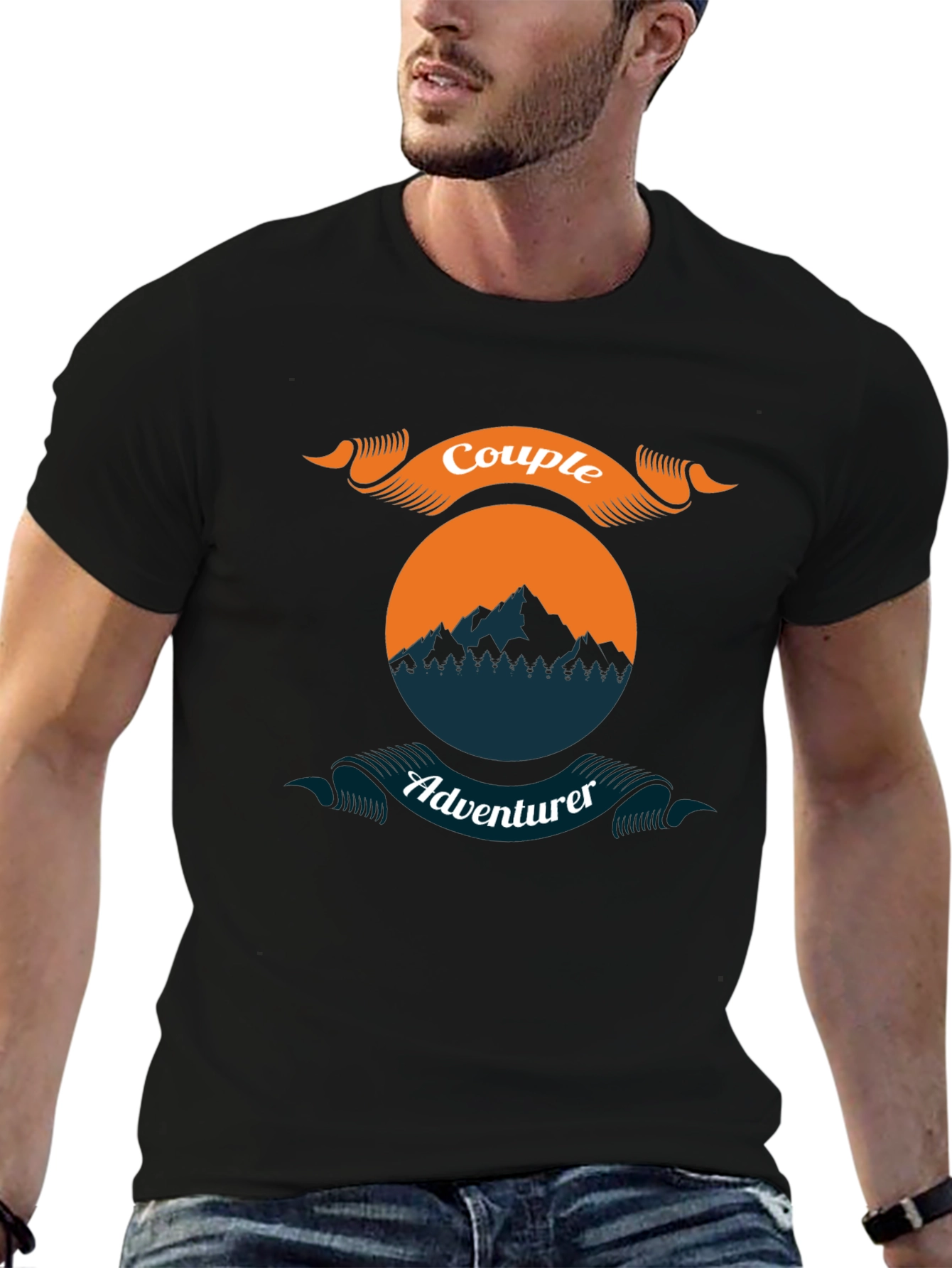 Couple Adventurer Graphic Tee - Black Casual Shirt