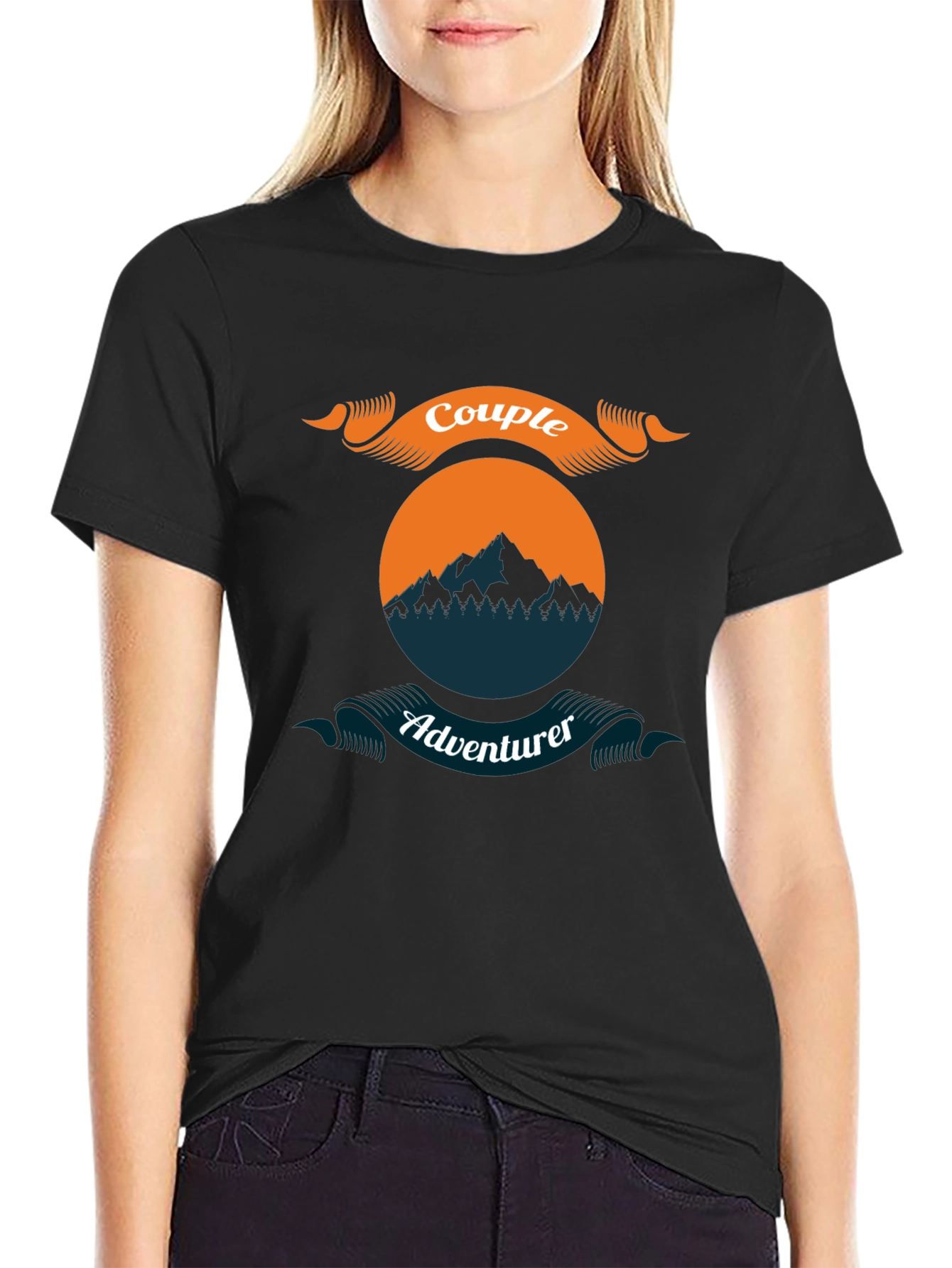 Couple Adventurer Graphic Tee - Black Casual Shirt