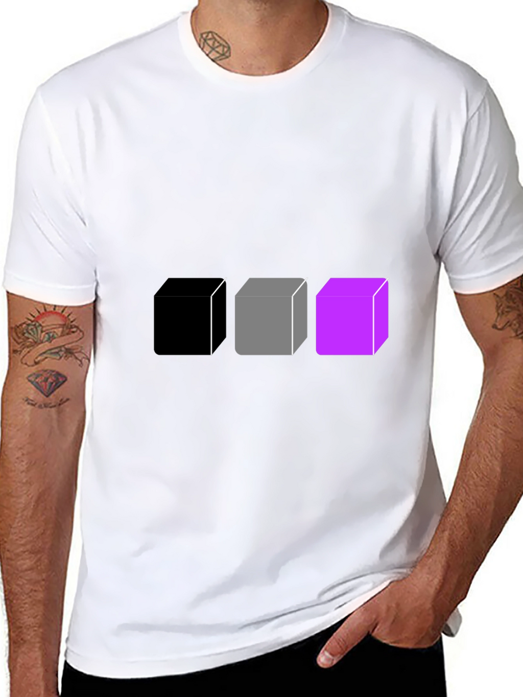 Geometric Cube Graphic Tee - Black