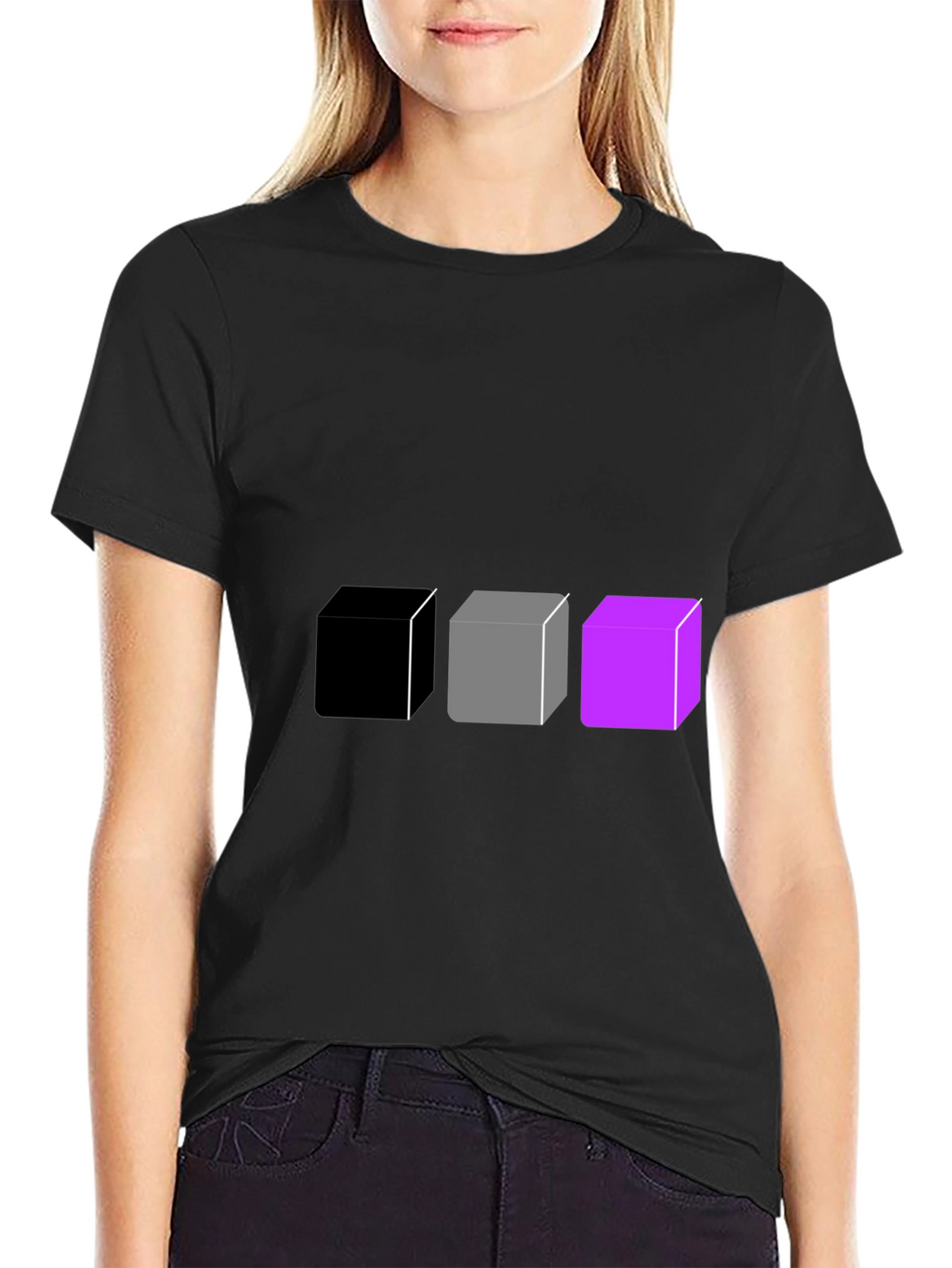 Geometric Cube Graphic Tee - Black