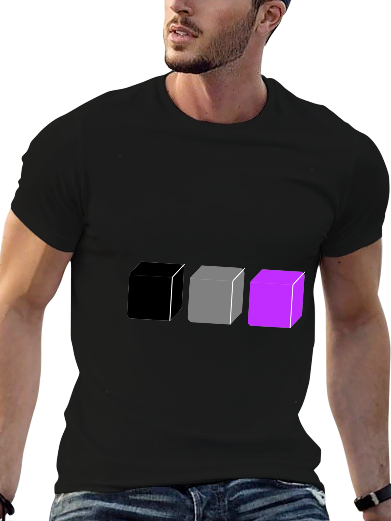 Geometric Cube Graphic Tee - Black