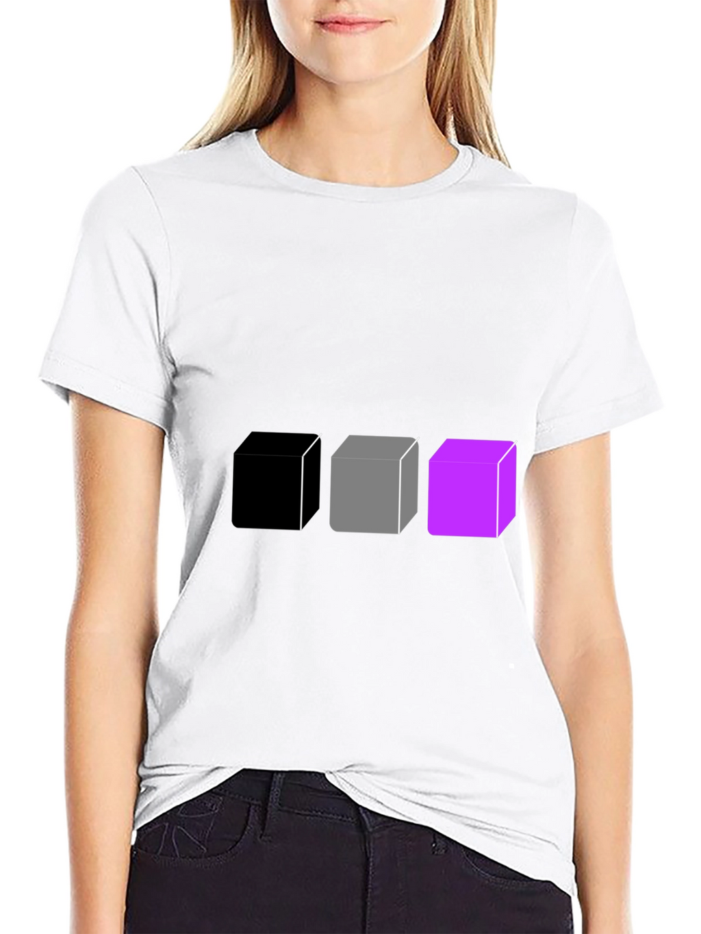 Geometric Cube Graphic Tee - Black