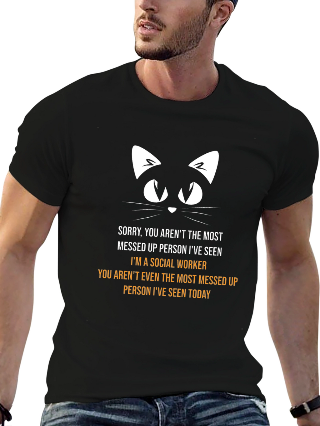 Social Worker Cat Graphic T-Shirt
