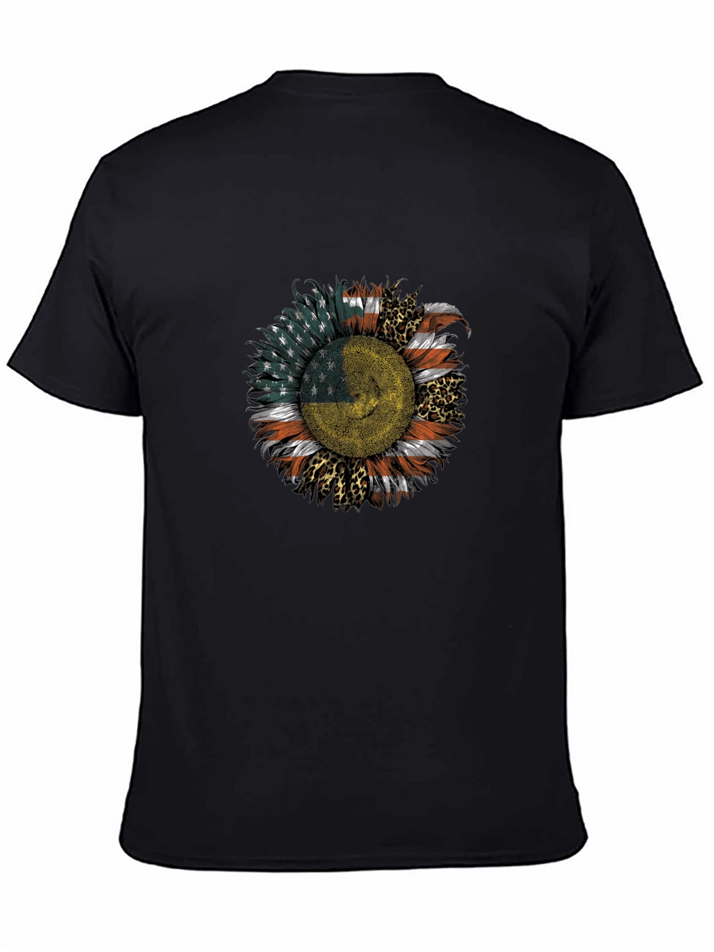 USA Ukraine Flag Sunflower Mens Black T-Shirt