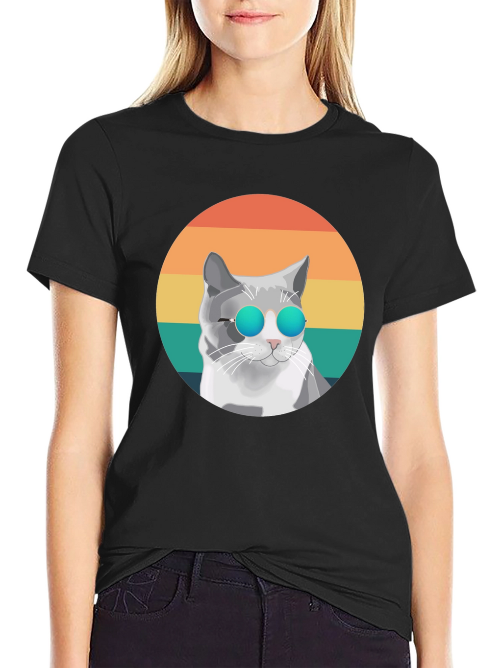 Cool Cat Graphic Tee - Retro Style